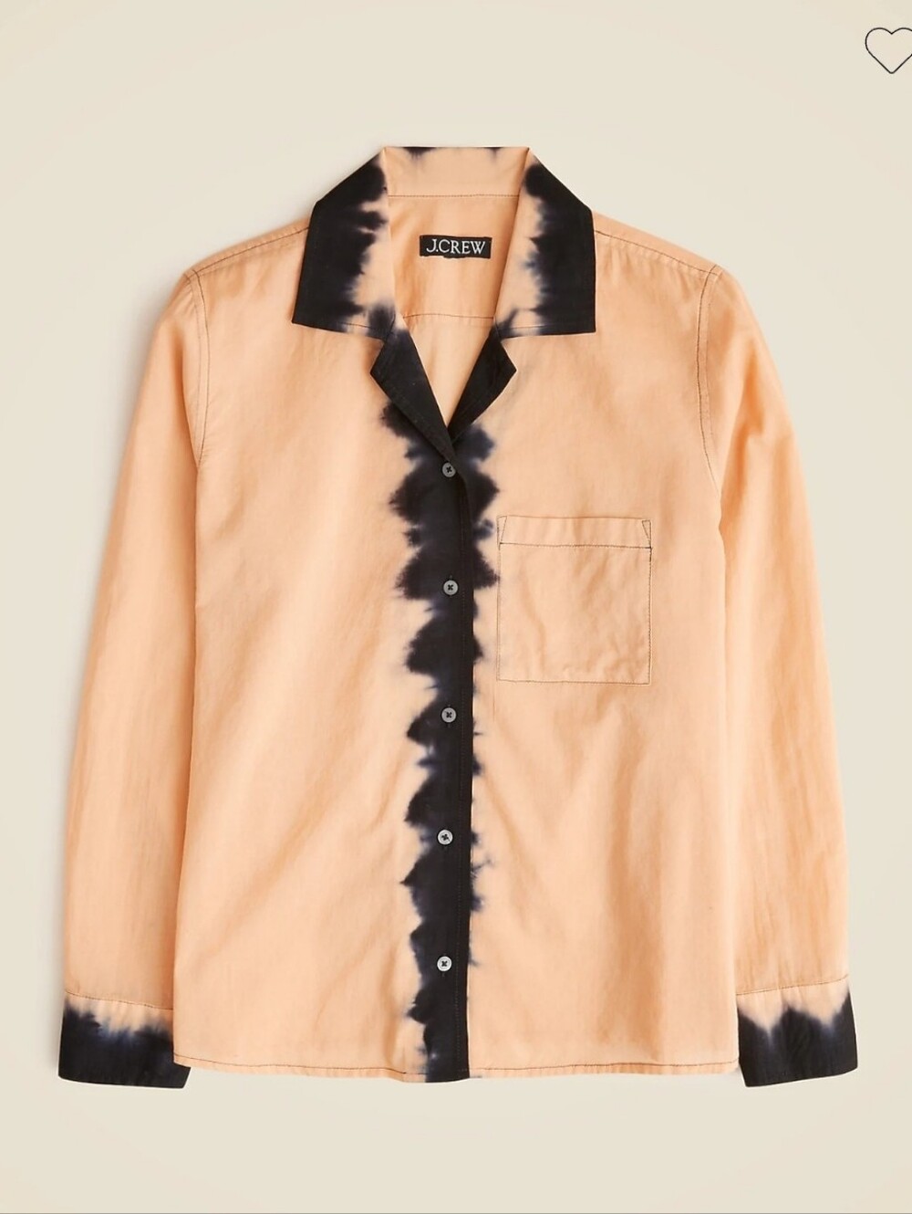 J.Crew Dip-Dye Camp Shirt Soft Buff Multi Tan Navy Button Front Blouse Size 2 NW